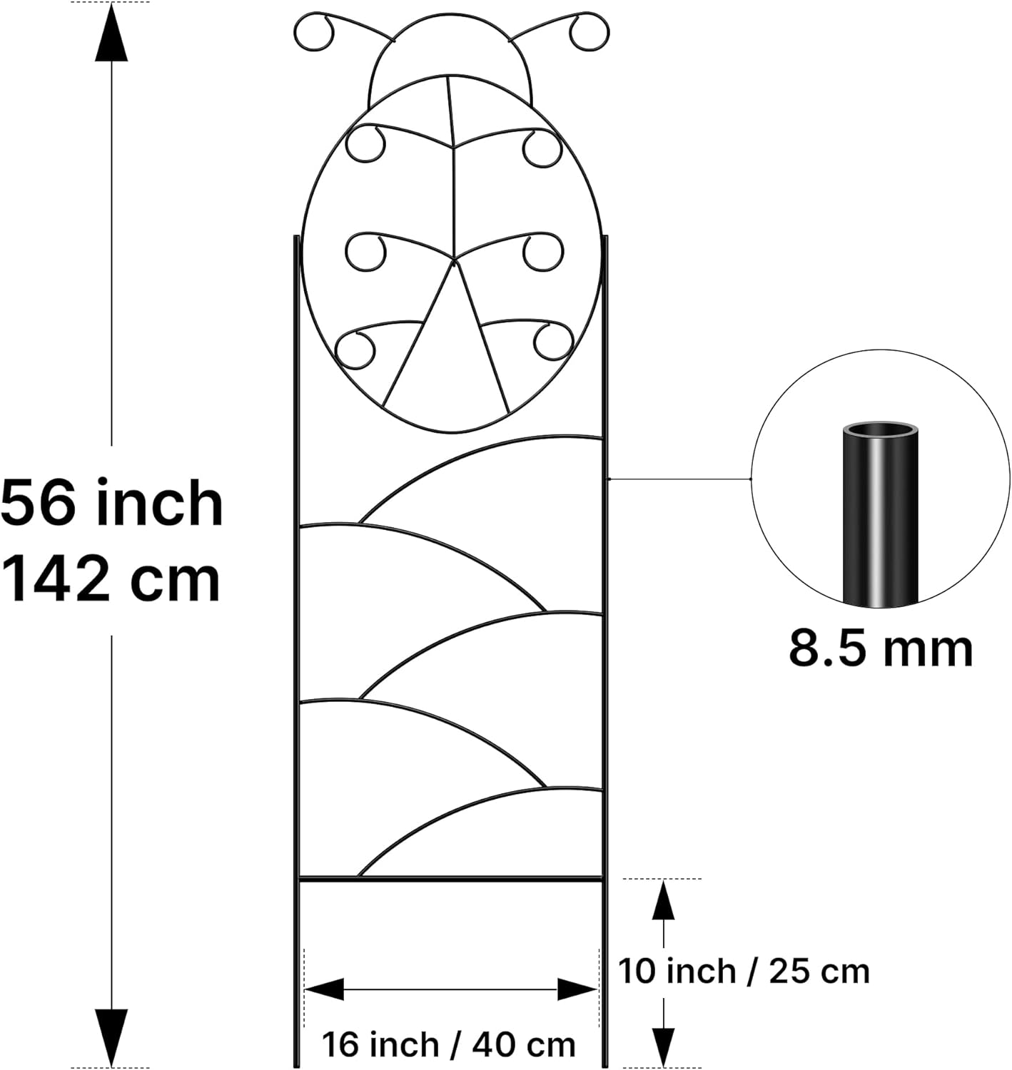ARIFARO Garden Trellis 56″ H x16″ W (Pack of 4) Metal Climbing Plant Trellis Outdoor/Indoor Sturdy Flower Trellis for Climbing Vines, Rose, Potted Plants-VerdiqueGarden