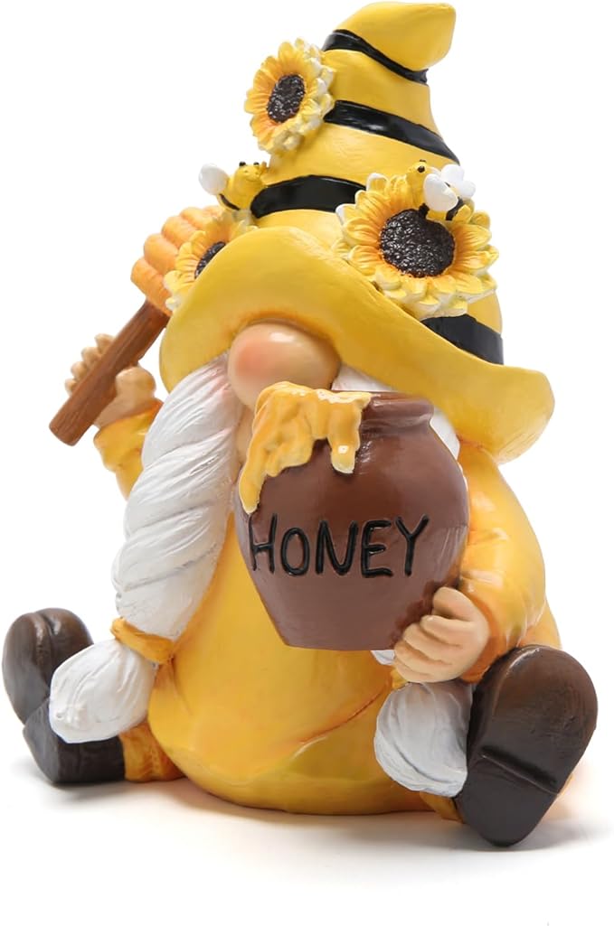 Hodao Bumble Bee Spring Gnome Decorations Honey Bee Gnomes Ornaments World Bee Day Decorations Gifts Summer Gnomes Figurines Honey Bee for Garden Decor Bee Birthday Gifts for Mom, Women, Grandma-VerdiqueGarden