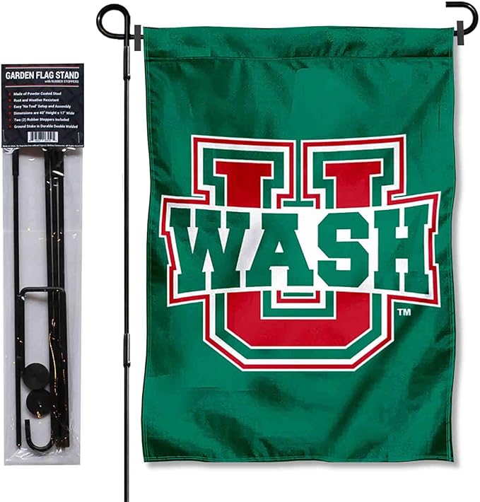 College Flags & Banners Co. Washington St. Louis Bears Dual Logo Garden Flag with Pole Stand Holder-VerdiqueGarden