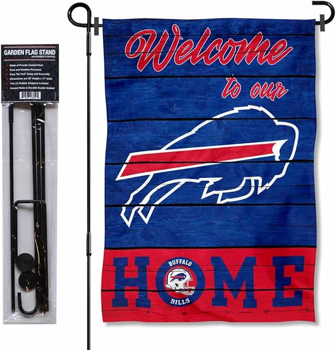 WinCraft Buffalo Bills Welcome to Our Home Garden Flag and Flagpole Mount-VerdiqueGarden