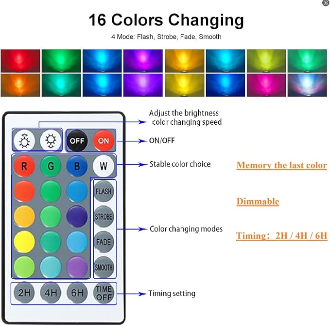 Fountain Lights with Timer, Underwater LED RGB Colored IP68 Waterproof Adjustable Submersible Pond Lights for Fish Pond Garden Lawn Yard Waterfall, 5 Lights in Set-VerdiqueGarden