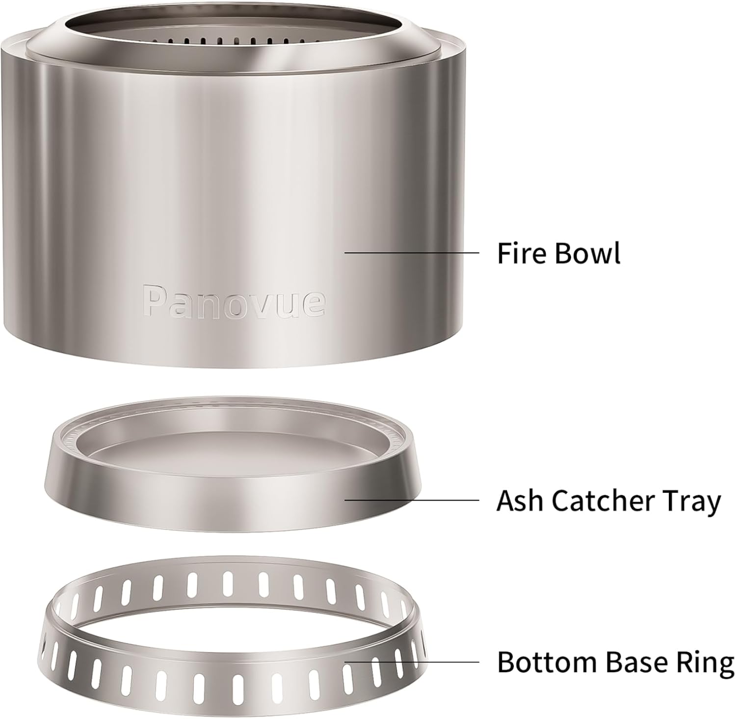 22 inch Smokeless Fire Pit with Waterproof Cover, Stainless Steel Outdoor Smokeless Firepit, Wood Burning Fire Pits for Camping, Bonfire,Low Smoke Firepit for Outside[Slivery]-VerdiqueGarden