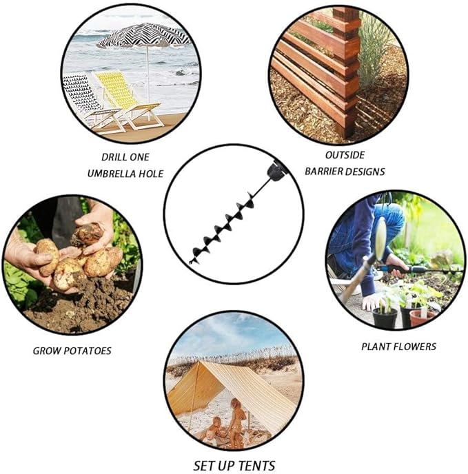 Auger Drill Bit for Planting - 3 x 24 inch Plant Auger for Cordless Drill - Bulb Planter Tool for Bulbs Planting&Holes Digging - 3/8" Hex Drive Drill-VerdiqueGarden