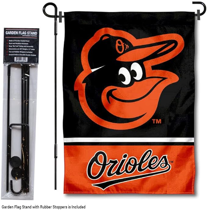 WinCraft Baltimore Orioles Garden Flag with Stand Holder-VerdiqueGarden