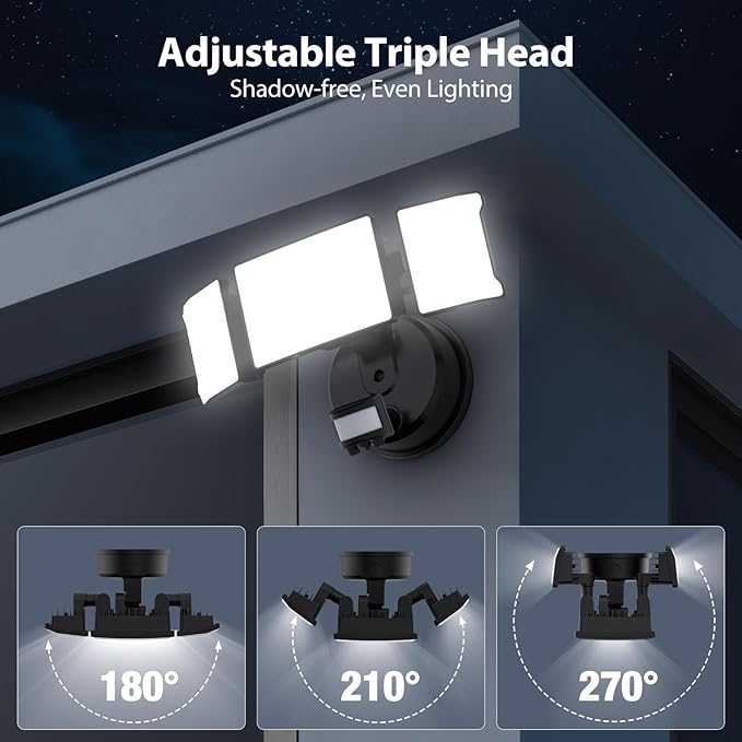 Onforu 65W Motion Sensor Outdoor Lights, 6000lm 6500K Daylight Flood Light Outdoor Motion Sensor, IP65 Waterproof Motion Detected Lights for Outside, Hardwired LED Security Light for Garage Yard-VerdiqueGarden