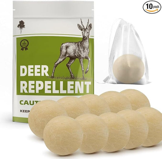 Deer Repellent, Rabbit Repellent Outdoor, Deer Deterrent for Plants, Keep Rabbits Out of Backyard, Deer and Rabbit Repellant, Deer Repellant Balls for Flowers Shrubs & Trees-10 Packs-VerdiqueGarden