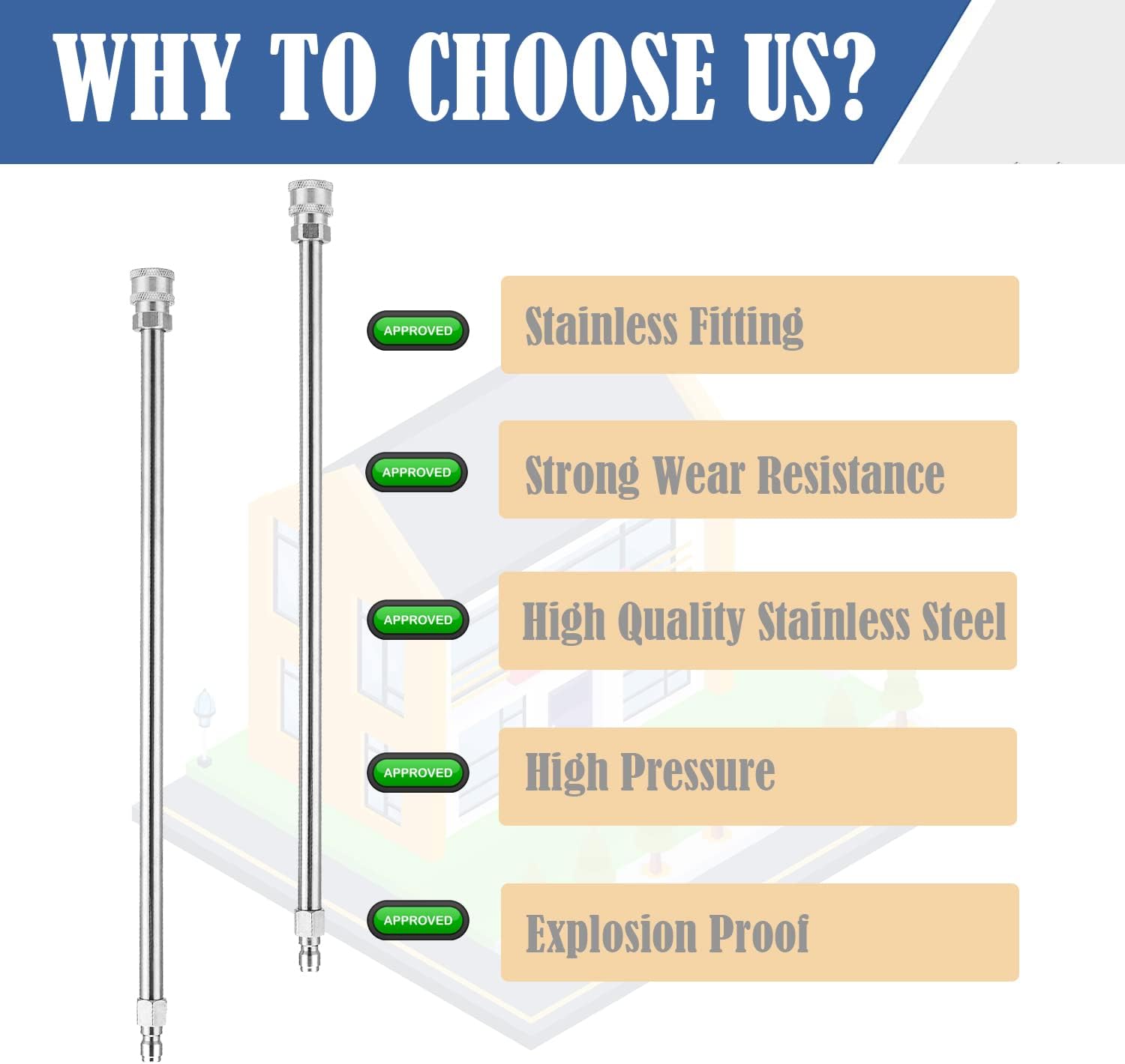 Selkie Pressure Washer Extension Wand, 60" Power Washer Extension Wand with 3pcs Curved Rod Lance& 7 Spray Nozzle Tips,Gutter Cleaner Attachment, 1/4” Quick Connect Fitting, 4000 PSI-VerdiqueGarden