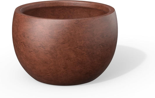 Kante 19.9" Dia Round Concrete Planter, Outdoor/Indoor Large Bowl Plant Pots with Drainage Hole and Rubber Plug for Garden Patio Balcony Home, Rusty-VerdiqueGarden