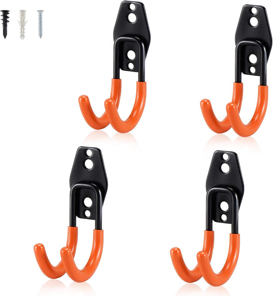 AOBEN Garage Hooks Heavy Duty, Steel Garage Storage Hooks, Utility Tool Hangers and Combinable Wall Mount for Organizing Ladders, Bikes, Hoses, and More Equipment (Small J, 4 Pack)-VerdiqueGarden