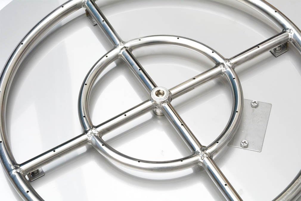 Stanbroil Stainless Steel 30" Round Flat Fire Pit Pan w/24 Fire Burner Ring Installed, BTU 296,000 Max-VerdiqueGarden