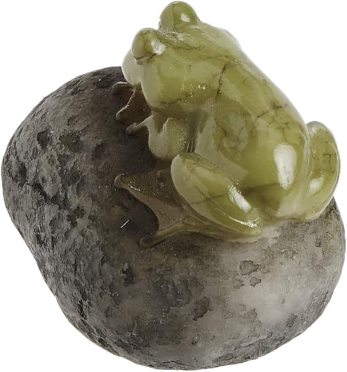 Top Collection Miniature Fairy Garden and Terrarium Statue, Sleeping Cute Frog on Stone-VerdiqueGarden