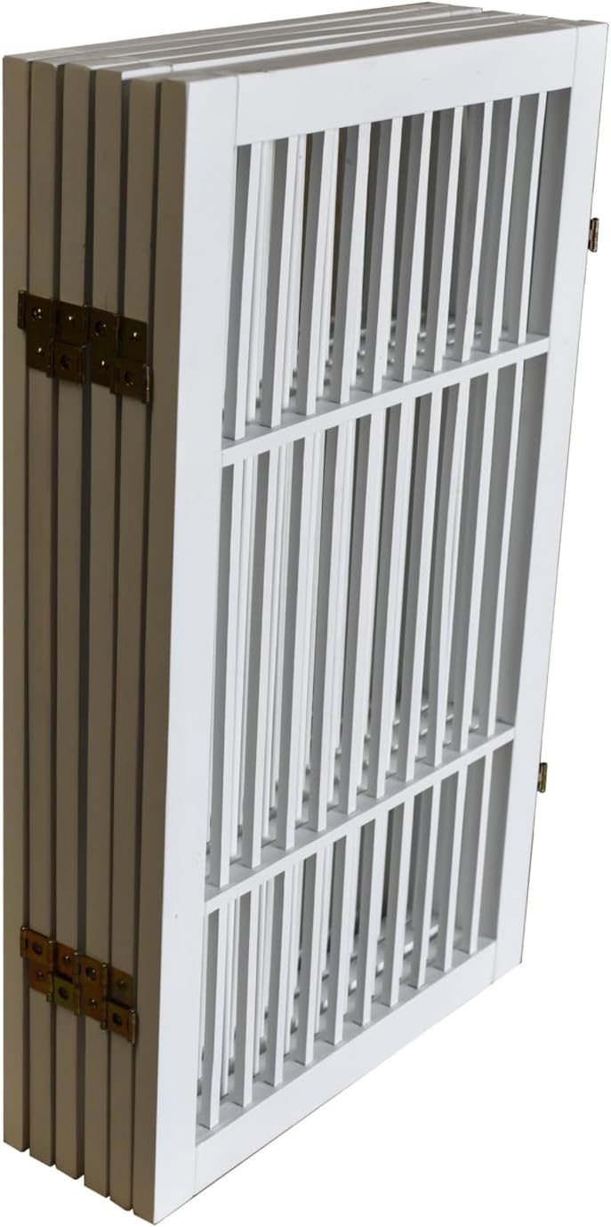 Pet Dog Gate Strong and Durable Freestanding Folding Acacia Hardwood Portable Wooden Fence Indoors or Outdoors by Urnporium (White Pet Gate, 6 Panel 30" Tall)-VerdiqueGarden