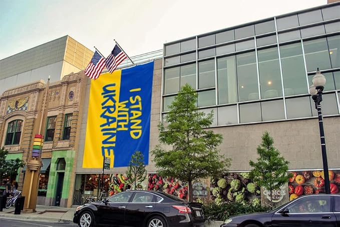 I Stand with Ukraine Flag Extra Large Flag 10x15FT Giant Ukrainian National Polyester Banner With 5 Grommets Fade Resistant Vivid Color For Patriotic Festival Events Party Decoration-VerdiqueGarden