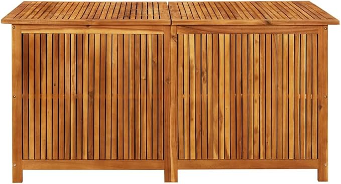vidaXL Wooden Outdoor Storage Box with Gas-Lift Lid – Patio Deck Chest with Zippered Waterproof Bag for Garden Bench, Pool, Porch, Trunk, Cabinet, Teak Look – Brown, 59.1"x31.5"x29.5"-VerdiqueGarden