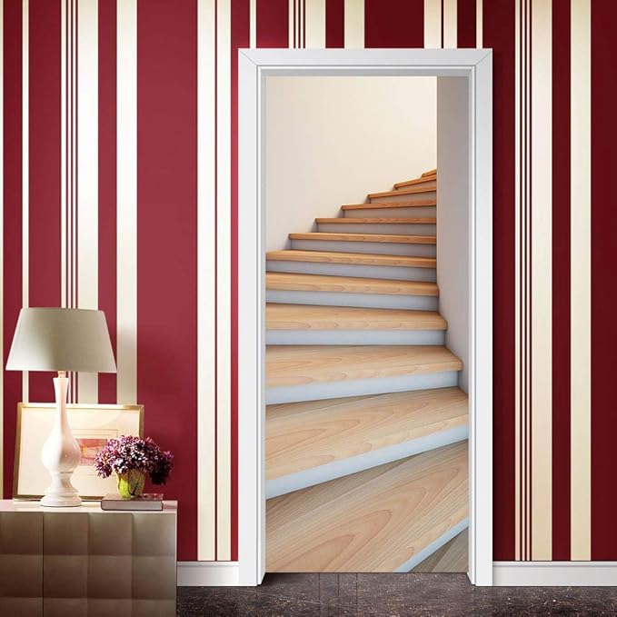 3D Door Stickers Murals Peel and Stick - Stairs - Door Wallpaper Self-Adhesive Door Decals Removable PVC Waterproof Door Poster for Bedroom Living Room Door 34.6" x 78.7"-VerdiqueGarden