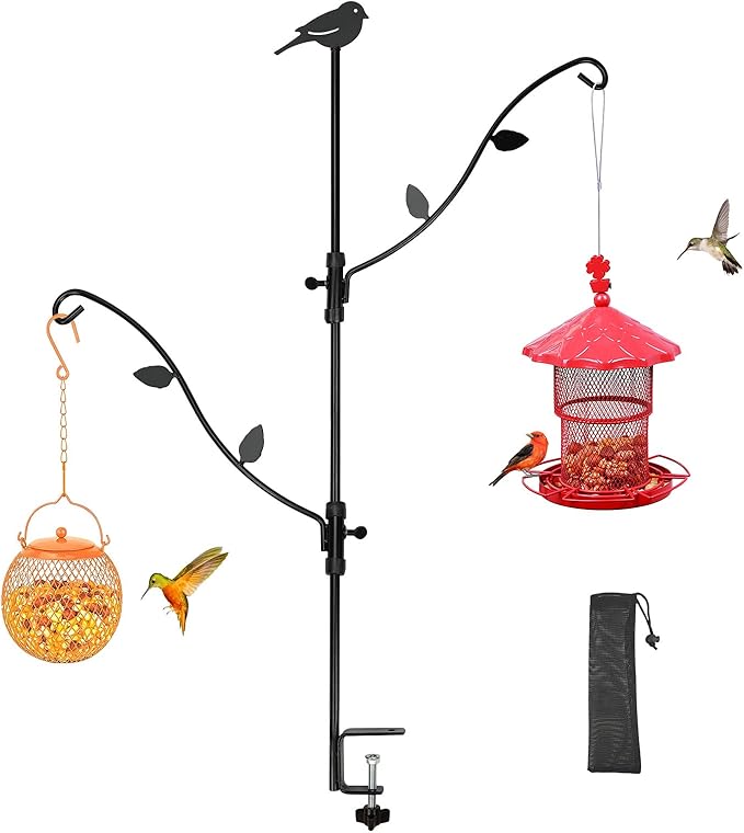 Deck Bird Feeder with Multi-Hooks and Adjustable Branches for Porch-VerdiqueGarden