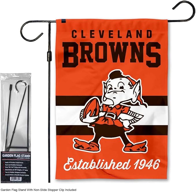 WinCraft Browns Retro Garden Flag and Stand Pole Holder Mount-VerdiqueGarden