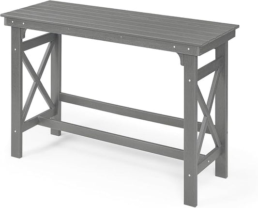41" Outdoor Bar Table, HDPE Adirondack Outdoor Bar Table, All Weather Outside Bar Counter Height Tables Balcony Furniture, HDPE Patio Bar Tables for Bistro, Deck, Porch, Poolside, Smoke Gray-VerdiqueGarden