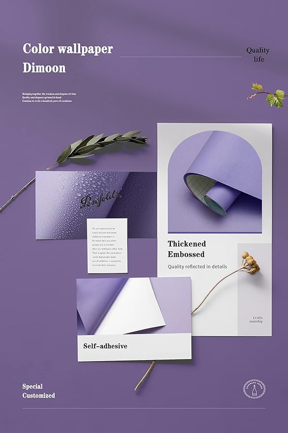 Dimoon 118''x17.7'' Purple Peel and Stick Wallpaper Contact Paper Modern Self Adhesive Wall Paper Removable Renter Friendly Textured Solid Color Shelf Cabinet Vinyl Roll (118''x17.7'',Dark Purple)-VerdiqueGarden