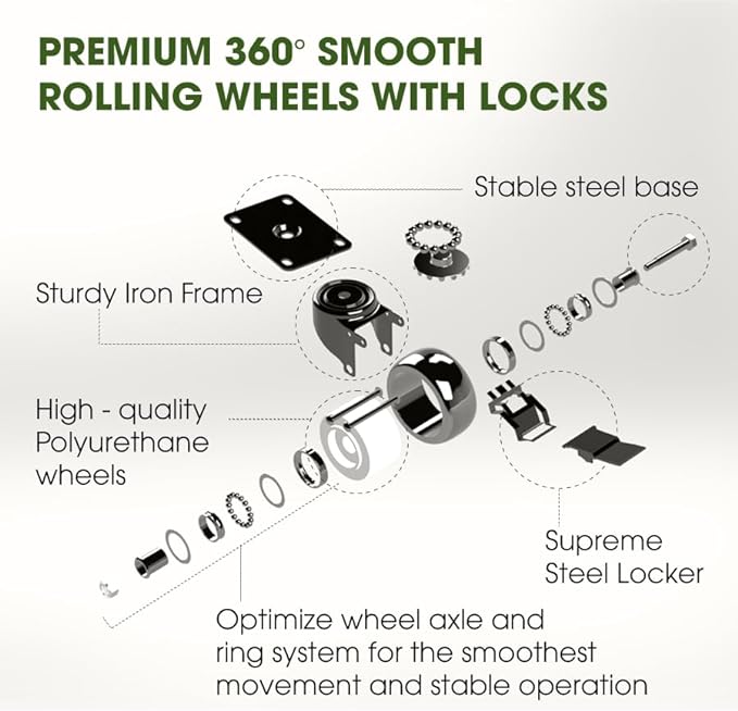 Idzo 2pack 12inches Wood Plant Caddy with Wheels Heavy Duty, 264 Lbs Capacity, Acacia Hardwood Plant Dolly, Plant Stand with 360° Lockable Wheels for Plant Pots, Heavy Objects Hauling - Natural Wood-VerdiqueGarden
