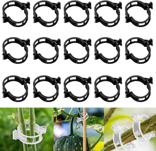 300 PCS Secured Plastic Plant Clip, Plant Support Clips, Garden Clips for Climbing Plants, Plastic Trellis Clips Plant Support Clips Tomato Grape Vine Vegetables Plant Fixing Clips (300, Black)-VerdiqueGarden