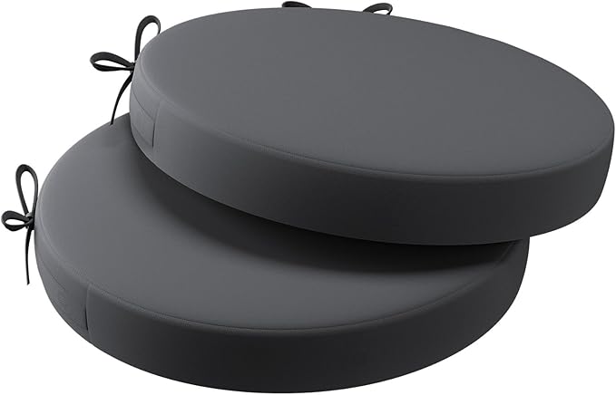 AAAAAcessories Outdoor Seat Cushions for Chairs, Waterproof, Fade-Resistant Patio Furniture Replacement Cushions, 15" x 15" x 2", Set of 2, Dark Gray-VerdiqueGarden