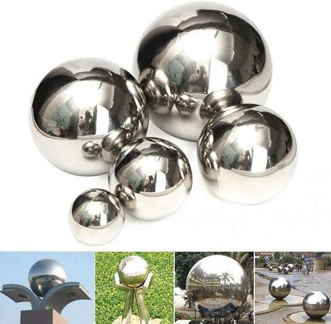 30 cm/12 inch Diameter Gazing Globe Mirror Ball,Silver Stainless Steel Polished Reflective Smooth Garden Sphere,Colorful and Shiny Addition to Any Garden or Home-VerdiqueGarden