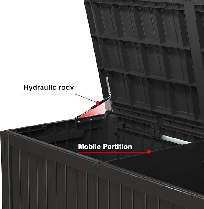 150 Gallon Resin Outdoor Deck Box Waterproof Patio Furniture, Garden Tools, Cushions, Pool Accessories Outside Storage (Black, 150 Gallon)-VerdiqueGarden