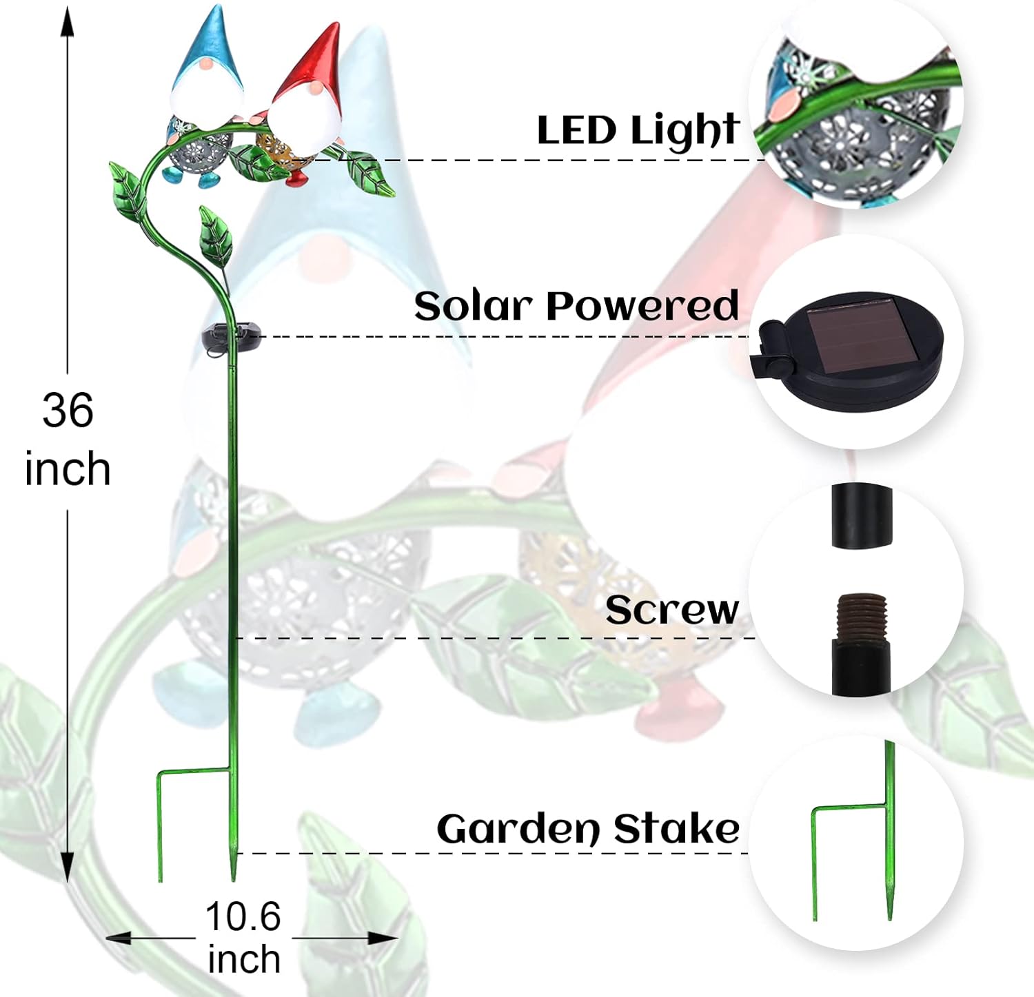 Bshine Outdoor Solar Garden Decor Fairy Man Light, Waterproof LED Metal Stake Yard Art for Backyard, Pathway, Lawn Ornaments, Gift for Mom-VerdiqueGarden