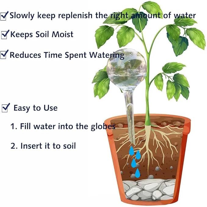 10pcs Plant Watering Devices, Planter Self Watering Globes for Home Potting, Plastic Garden Flower Plant Watering Spikes Automatic Plant Waterer System Set Suit for All Indoor Outdoor Plant-VerdiqueGarden