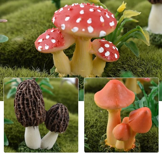 Resin Miniature Mushroom, Miniature Mushroom and Snail Figurine Fairy Mushroom Figurines Fairy Garden Accessories Mushroom Decor Micro Moss Landscape Statues Craft-VerdiqueGarden