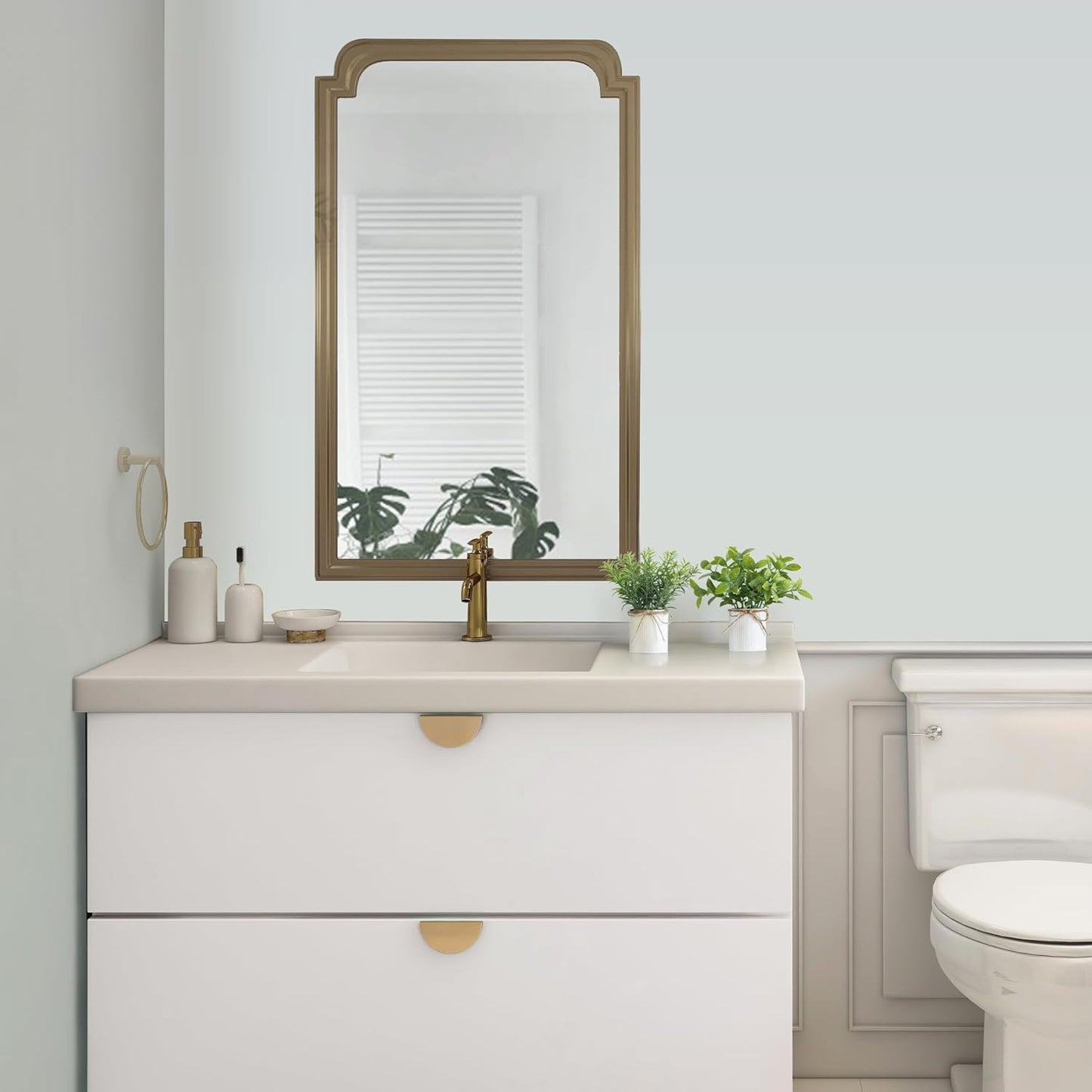 Mkono 4 Packs Small Fake Plants in Farmhouse Galvanized Pots Table Centerpiece Mini Potted Artificial Plants Faux Eucalyptus for Shelf Office Rustic Home Decor (White)-VerdiqueGarden