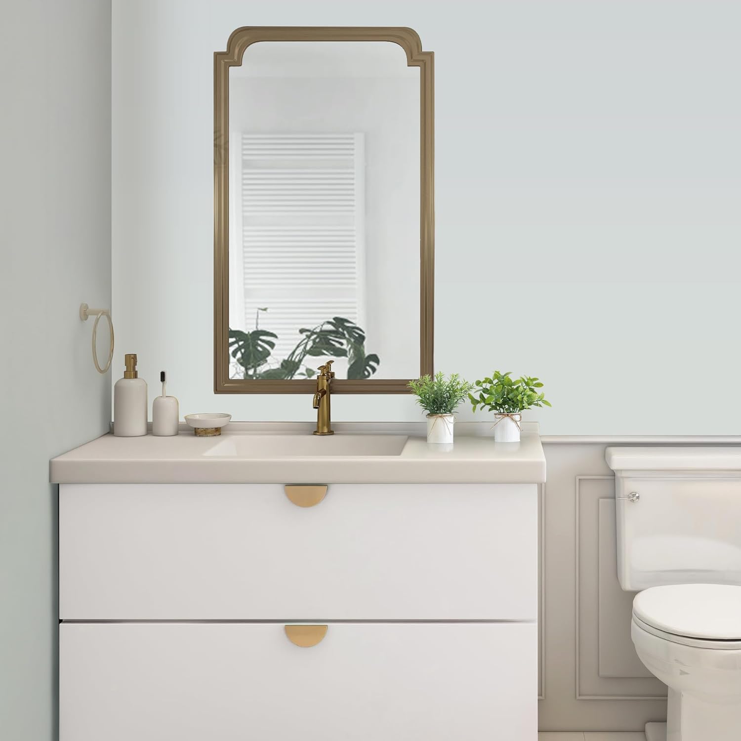 Mkono 4 Packs Small Fake Plants in Farmhouse Galvanized Pots Table Centerpiece Mini Potted Artificial Plants Faux Eucalyptus for Shelf Office Rustic Home Decor (White)-VerdiqueGarden