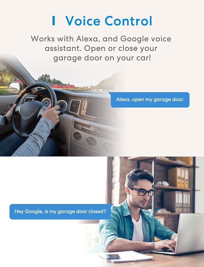 meross Smart Garage Door Opener Remote, APP Control, Compatible with Alexa and SmartThings, Multiple Notification Modes, No Hub Needed-VerdiqueGarden