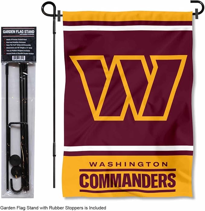WinCraft Washington Commanders Garden Flag and Flagpole Mount-VerdiqueGarden
