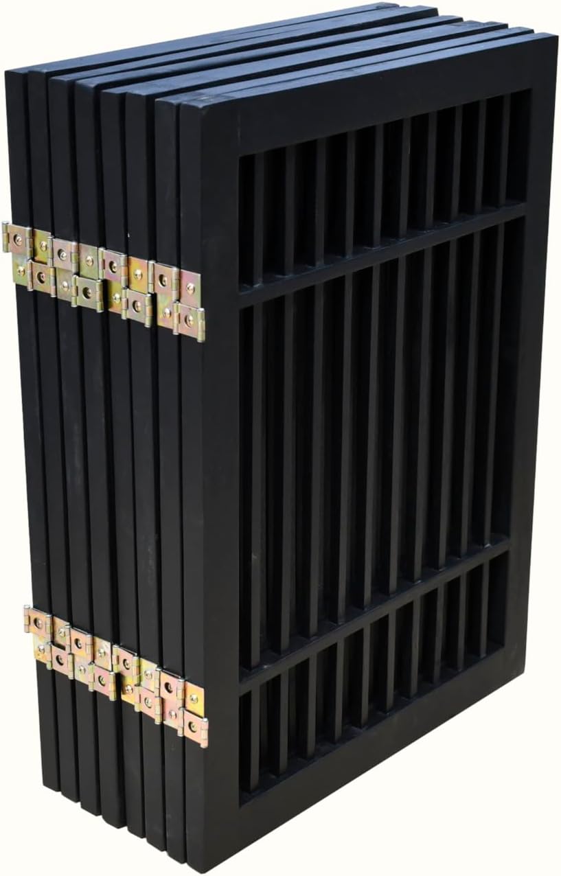 Pet Dog Gate Strong and Durable Freestanding Folding Acacia Hardwood Portable Wooden Fence Indoors or Outdoors by Urnporium (Black Pet Gate, 8 Panel 24" Tall)-VerdiqueGarden