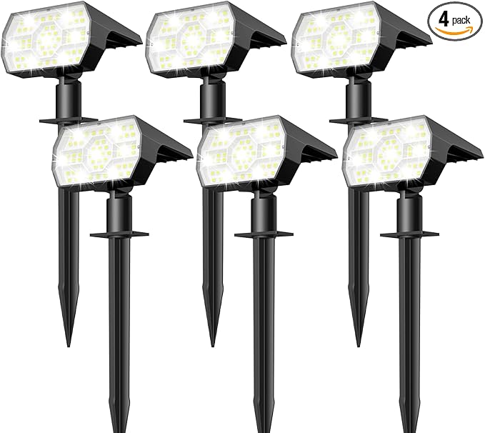 NYMPHY Solar Lights Outdoor Waterproof IP68, 56 LED 3 Lighting Modes Solar Powered Garden Yard Spot Solar Lights for Outside Landscape- 6 Pack (Cool White)-VerdiqueGarden