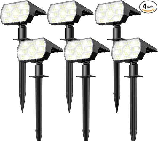 NYMPHY Solar Lights Outdoor Waterproof IP68, 56 LED 3 Lighting Modes Solar Powered Garden Yard Spot Solar Lights for Outside Landscape- 6 Pack (Cool White)-VerdiqueGarden