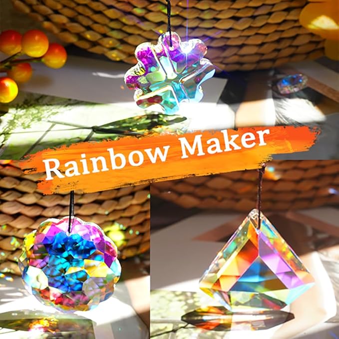 4PCS Colorful Crystal Prism Pendant Suncatcher Hanging Crystal Decor for Home Indoor Outdoor Car Making Rainbows-VerdiqueGarden