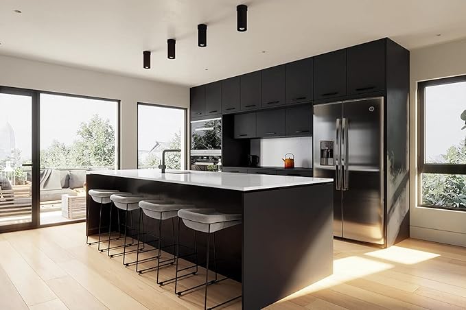 Dimoon 394''x15.7'' Black Skin Peel and Stick Wallpaper Contact Paper Modern Self Adhesive Wall Paper Removable Renter Friendly Textured Solid Color Cabinet Vinyl Roll (394''x15.7'',Black Skin)-VerdiqueGarden