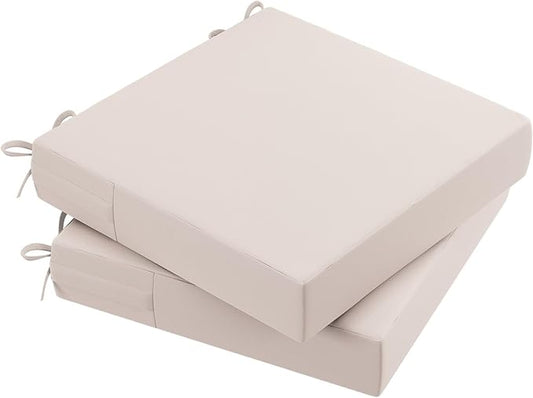 AAAAAcessories Outdoor Seat Cushions for Chairs, Waterproof, Fade-Resistant Patio Furniture Replacement Cushions, 20" x 20" x 3", Set of 2, Khaki Beige-VerdiqueGarden