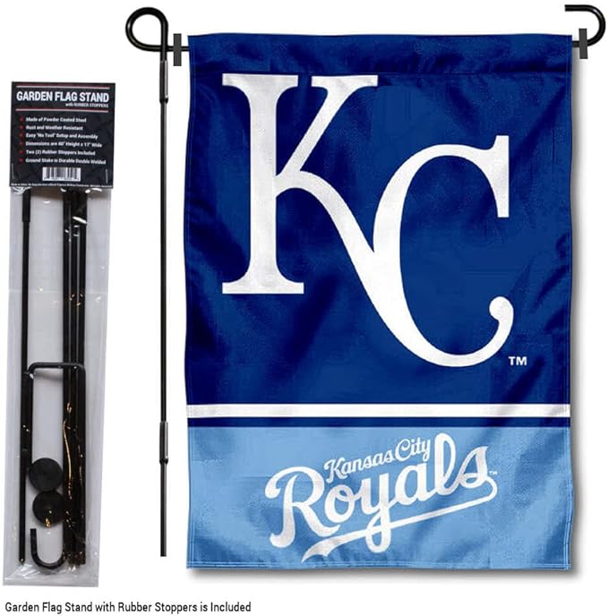 WinCraft Kansas City Royals Garden Flag with Stand Holder-VerdiqueGarden