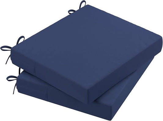 AAAAAcessories Outdoor Seat Cushions for Chairs, Waterproof, Fade-Resistant Patio Furniture Replacement Cushions, 18.5" x 16" x 3", Set of 2, Navy Blue-VerdiqueGarden