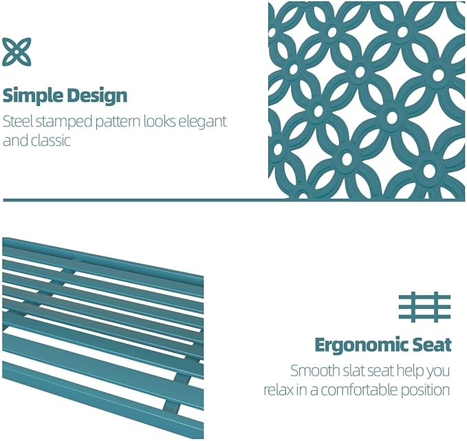 Grand patio 50" Outdoor Bench Garden Bench with Armrests Bench for Outdoors Lawn Yard Porch Lake Shore-VerdiqueGarden