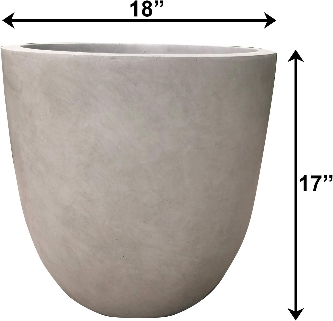 Kante 18 Inch Dia Round Concrete Planter, Indoor Outdoor Large Plant Pot with Drainage Hole and Rubber Plug for Home Patio Garden, Weathered Concrete-VerdiqueGarden