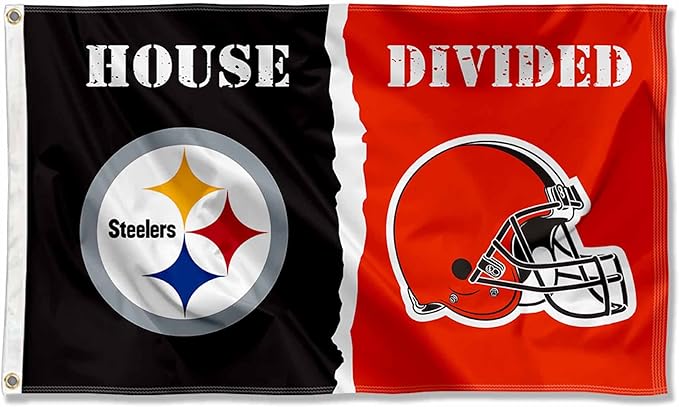 WinCraft Pittsburgh Steelers and Cleveland Browns House Divided Flag Rivalry Banner-VerdiqueGarden