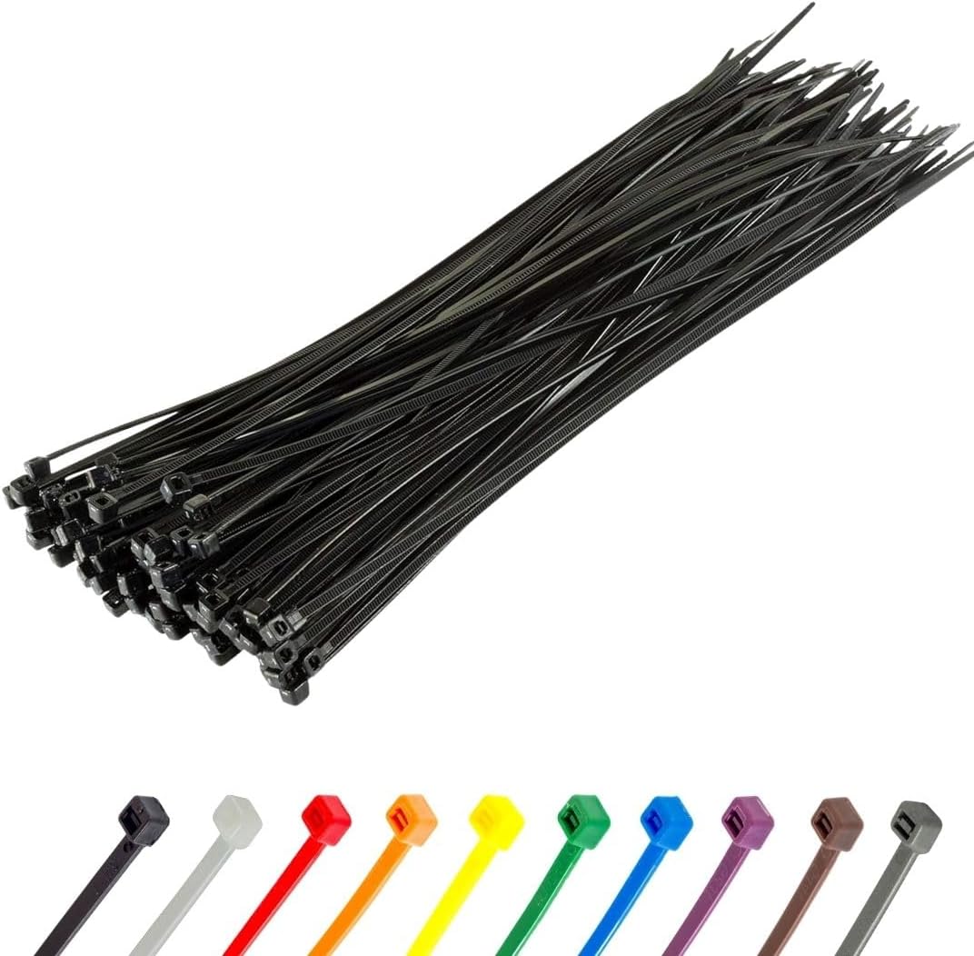 GTSE 8 Inch Black Zip Ties, 100 Pack, 40lb Strength, UV Resistant Strong Nylon Cable Ties, Self-Locking 8" Tie Wraps-VerdiqueGarden
