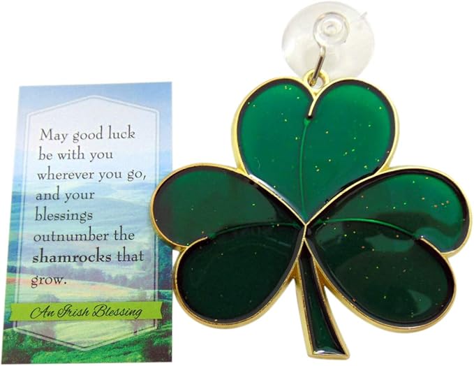 Shamrock Suncatcher Gift Set Irish Blessing Prayer Card and Irish Sun Catcher-VerdiqueGarden