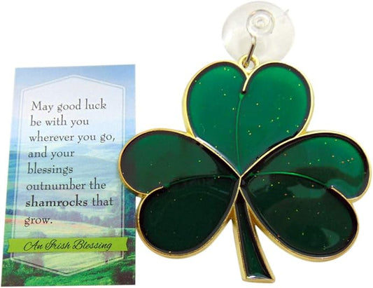 Shamrock Suncatcher Gift Set Irish Blessing Prayer Card and Irish Sun Catcher-VerdiqueGarden