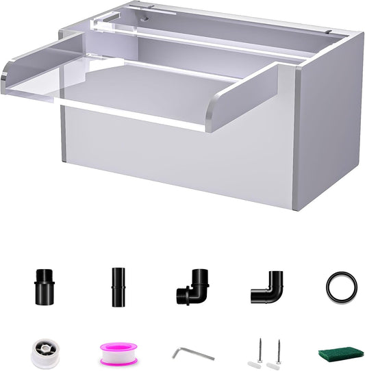 Waterfall Pool Fountain, LONGRUNNEW Transparent Acrylic Pool Waterfall Spillway, 9.06 Inches Pool Water Feature for Garden Patio, Backyard Koi Pond Decor-VerdiqueGarden